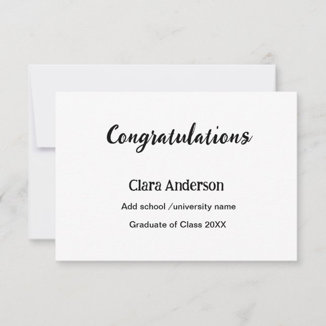 Cartão Graduação QR branco preto fotográfico clássico (Frente)