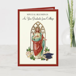 Cartão Graduação Religiosa Católica Rosas Cardíacos Sagra