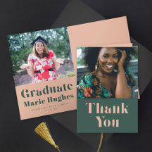 Graduação Verde e Blush Moderno Graduação Obrigado