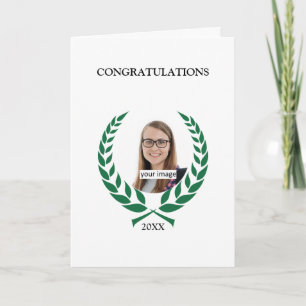 Cartão Graduação verde personalizada do louro