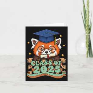 Cartão Graduado Panda Vermelho Cl De 2025 Crianças Homens