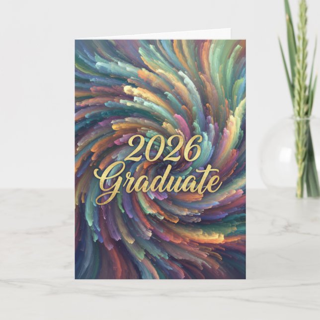 Cartão Graduate 2026 Swirling Colors Card (Frente)