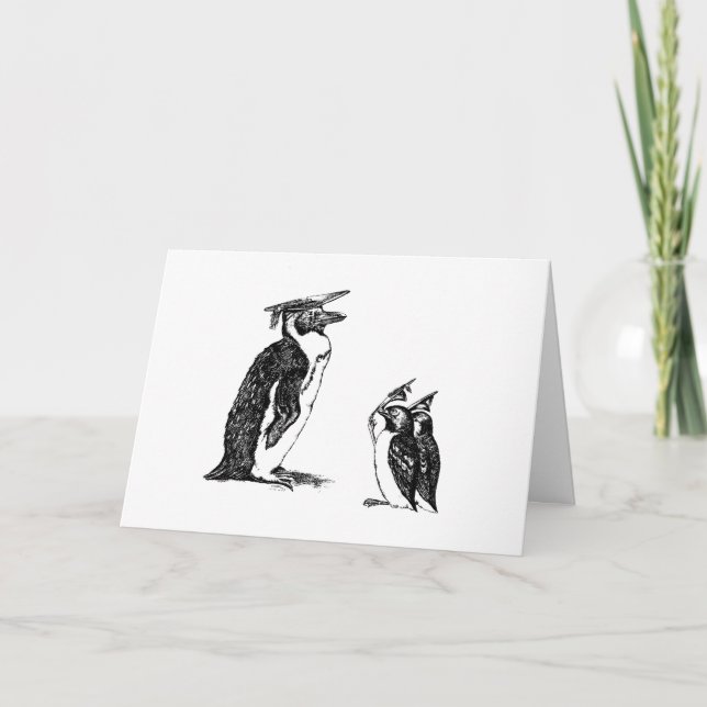 Cartão Graduating Penguins Tip Hats to Don (Frente)