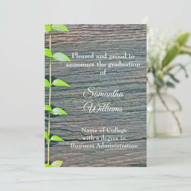 Cartão Graduation Announcement College, Rustic Card (Em pé/Frente)