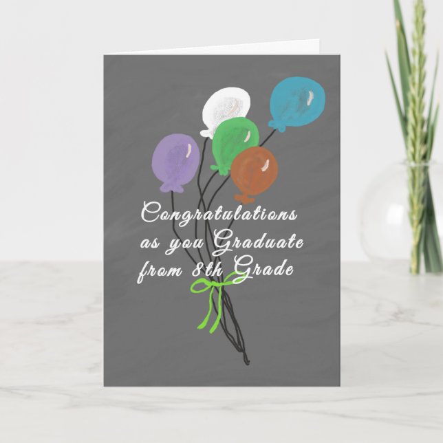 Cartão Graduation Card for 8th Grade, Chalkboard Design (Frente)