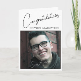 Cartão Graduation Congratulations Photo White Black