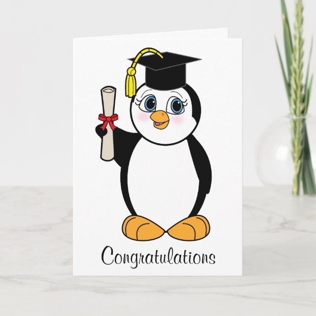 Cartão Graduation Congratulations with Penguin (Frente)
