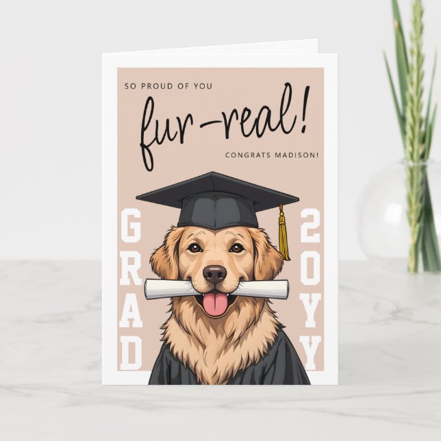 Cartão Graduation Cute Golden Retriever Custom Photo (Frente)