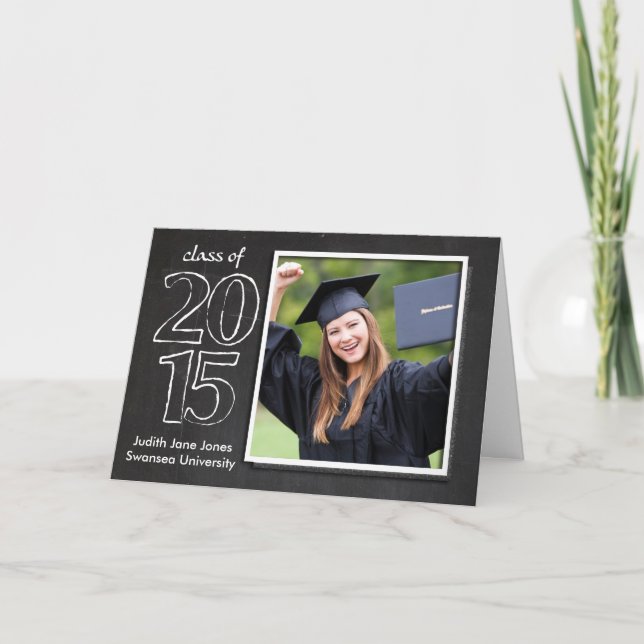 Cartão Graduation, Graduate Class Of 2015 Chalkboard Card (Frente)