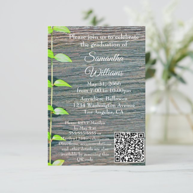 Cartão Graduation Party Invitation, Rustic Boards Card (Em pé/Frente)