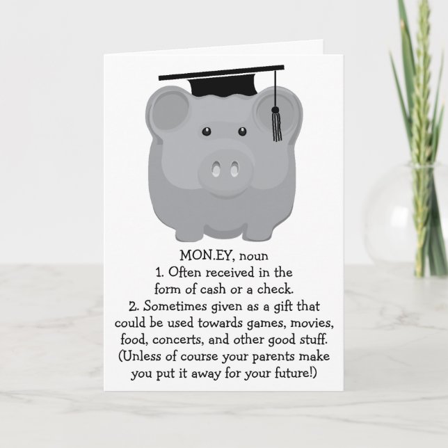 Cartão Graduation Thank You Greeting Card Piggie Bank (Frente)