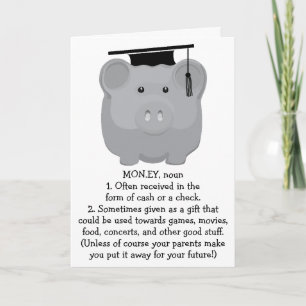 Cartão Graduation Thank You Greeting Card Piggie Bank