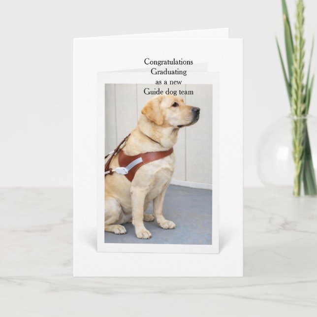 Cartão Graduation Yellow Labrador New Guide Dog Team (Frente)