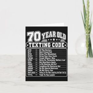 Cartão Gráfico de código de texto de pessoa idosa de 70 a