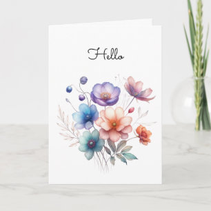 Cartão Gráfico de Ilustração de Aquarela de Buquê Floral