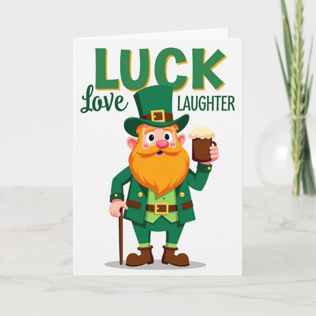 Cartão Gráfico do Leprechaun Sortudo (Frente)