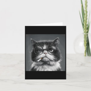 Cartão Gráfico Engraçado Gato Fumando Adulto Engraçado _2