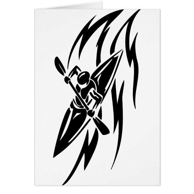 Cartão Gráfico extremo Kayaking do esporte em preto & no (Frente)