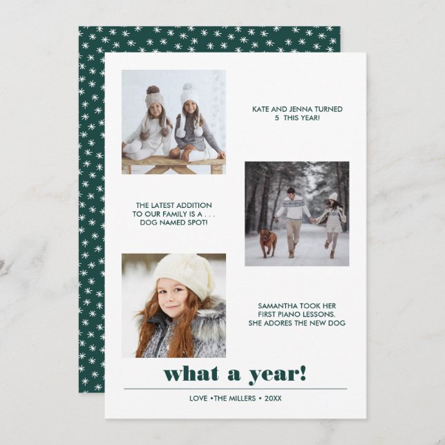 Cartão Gráfico mínimo | Ano em análise 3 colagem fotográf (Frente/Verso)