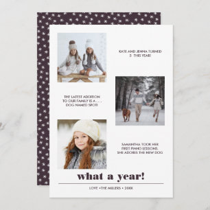 Cartão Gráfico mínimo Ano em análise 3 colagem fotográf