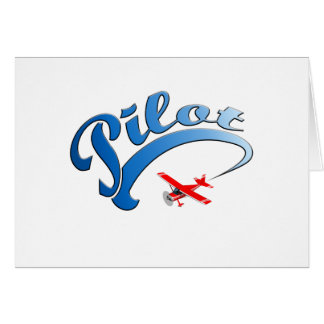 Cartão Gráfico piloto retro com texto azul