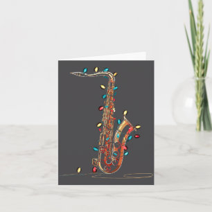 Cartão Gráficos Engraçados de Natal com Saxofone Luzes Am