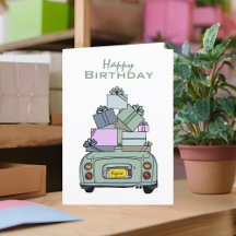 Gráficos Green Figaro Car Happy Birthday Card