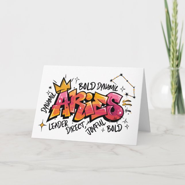 Cartão Grafite do Zodíaco de Áries (Frente)