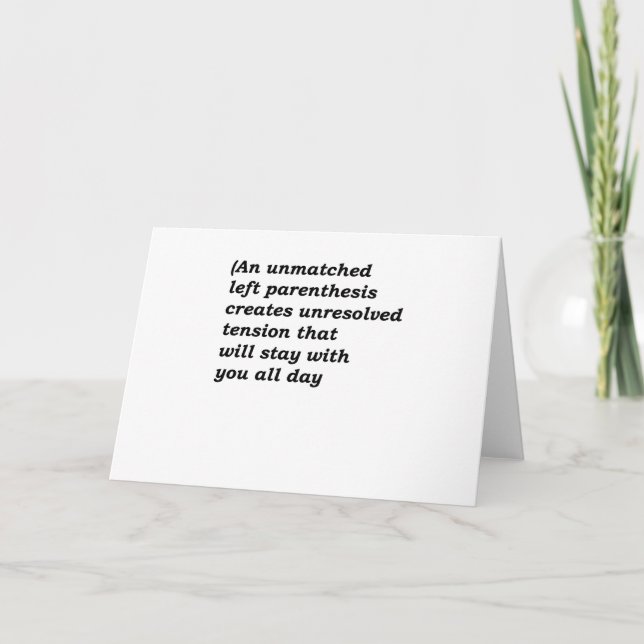 Cartão Gramática Inglesa Engraçada - Parêntese Incomparáv (Frente)