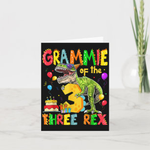 Cartão Gramímio Do Dinossauro Rex aniversário de 3 anos