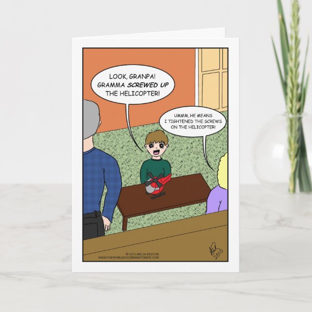 Cartão Gramma parafusou acima o helicóptero (Frente)