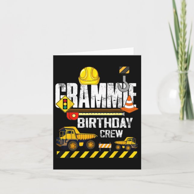 Cartão Grammie Birthday Crew Construction Excavator Party (Frente)