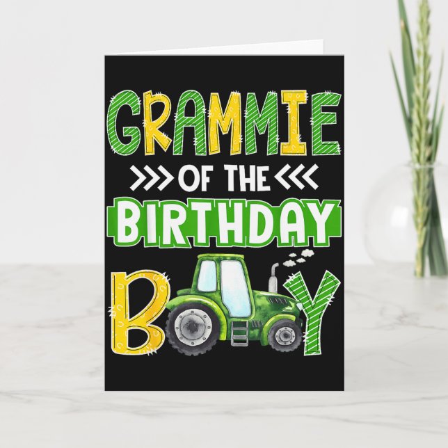Cartão Grammie Of The Birthday Boy Tractors Farm Trucks F (Frente)