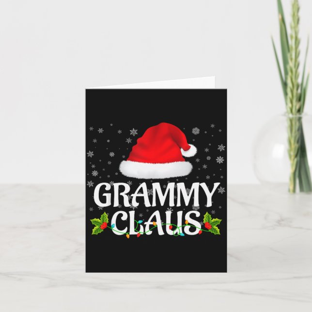 Cartão Grammy Claus Christmas Lights Santa Pajama Family  (Frente)