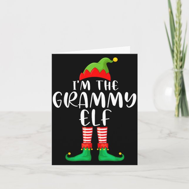 Cartão Grammy Elf Matching Family Group Christmas Party P (Frente)