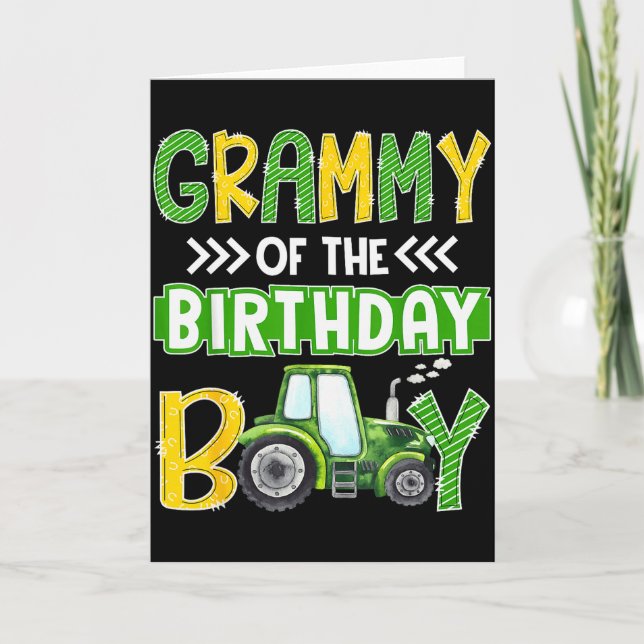 Cartão Grammy Of The Birthday Boy Tractors Farm Trucks Fa (Frente)