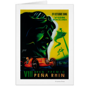 Cartão Gran Premio Pena Rhin Vintage Poster Europe