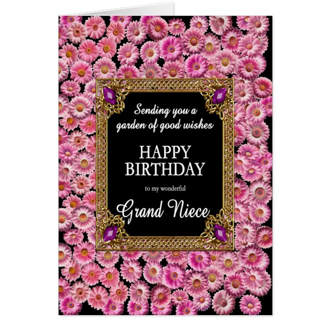 Cartão Grand Niece Birthday Pink Daisies (Frente)