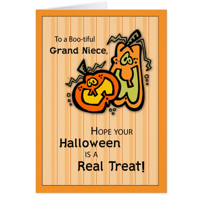 Cartão Grand Niece Pumpkins Halloween (Frente)