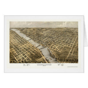 Cartão Grand Rapids, mapa panorâmico do MI - 1868