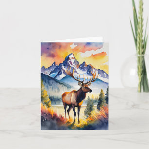 Cartão Grand Teton National Park Elk Watercolor
