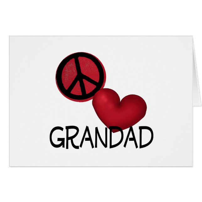 Cartão Grandad do amor da paz (Frente Horizontal)