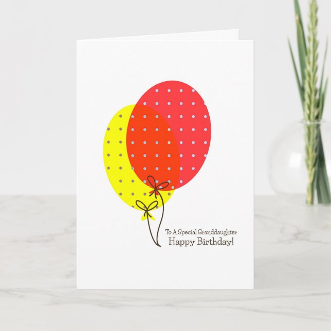 Cartão Grandaughter Birthday Cards, Big Colorful Balloons (Frente)