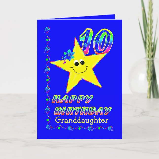Cartão Granddaughter 10th Brithday Stars (Frente)
