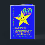 Cartão Granddaughter 10th Brithday Stars<br><div class="desc">Cute yellow star with colorful flowers and numbers for your granddaughter's 10th birthday.  Text on front may be modified in template.  Original design by Anura Design Studio.</div>