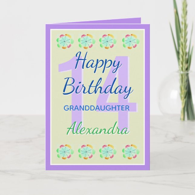 Cartão Granddaughter 14 Modern Keepsake Birthday Card (Frente)
