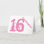 Cartão Granddaughter, 16th birthday, white and pink.<br><div class="desc">A white background featuring  pink text,  on this 16th birthday greeting for any cool granddaughter. My Funny Mind Greetings.</div>