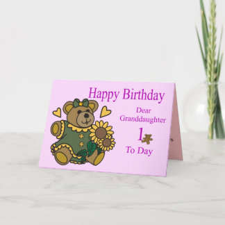 Cartão Granddaughter 1st Birthday Card