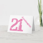 Cartão Granddaughter, 21st birthday, white and pink.<br><div class="desc">A white background featuring  pink text,  on this 21st birthday greeting for any cool granddaughter. My Funny Mind Greetings.</div>