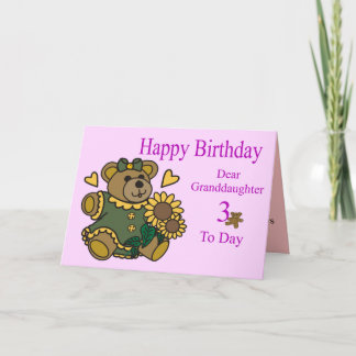 Cartão Granddaughter 3rd Birthday Card